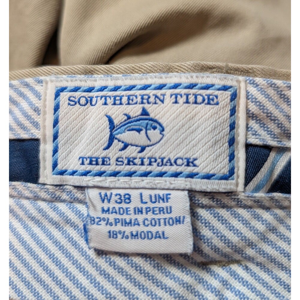 Southern Tide Size 38X33 Pants Skipjack Classic Fit Cotton Blend Khakis Chino - Picture 8 of 12